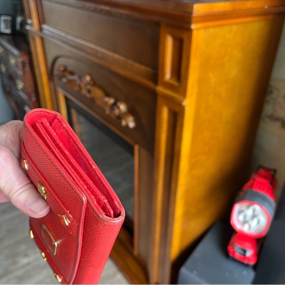 MCM Red Wallet with Gold Accents - Picture 7 of 13